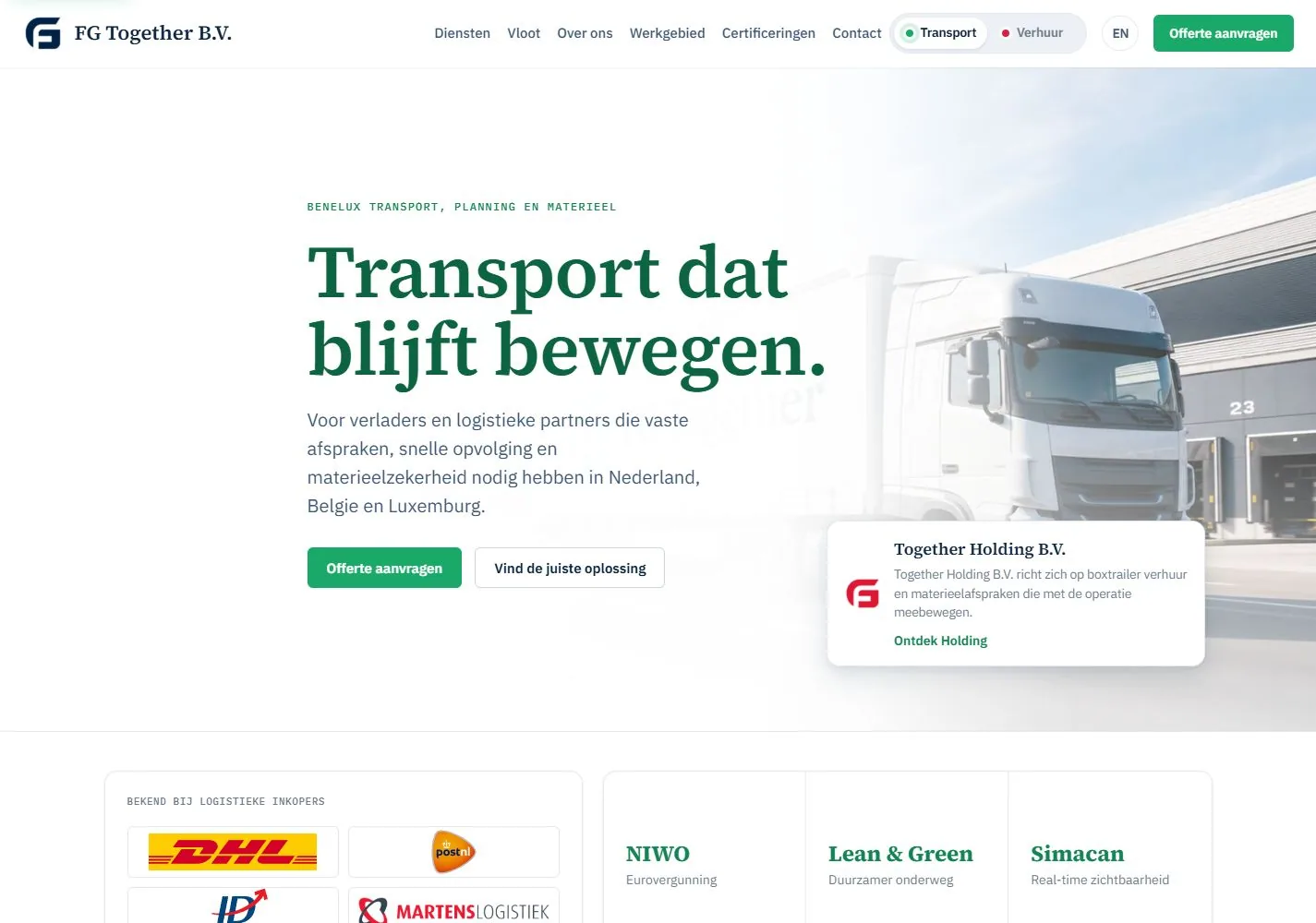 Sajt FG Together za transport i logistiku.